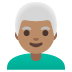 man, medium skin tone, white hair